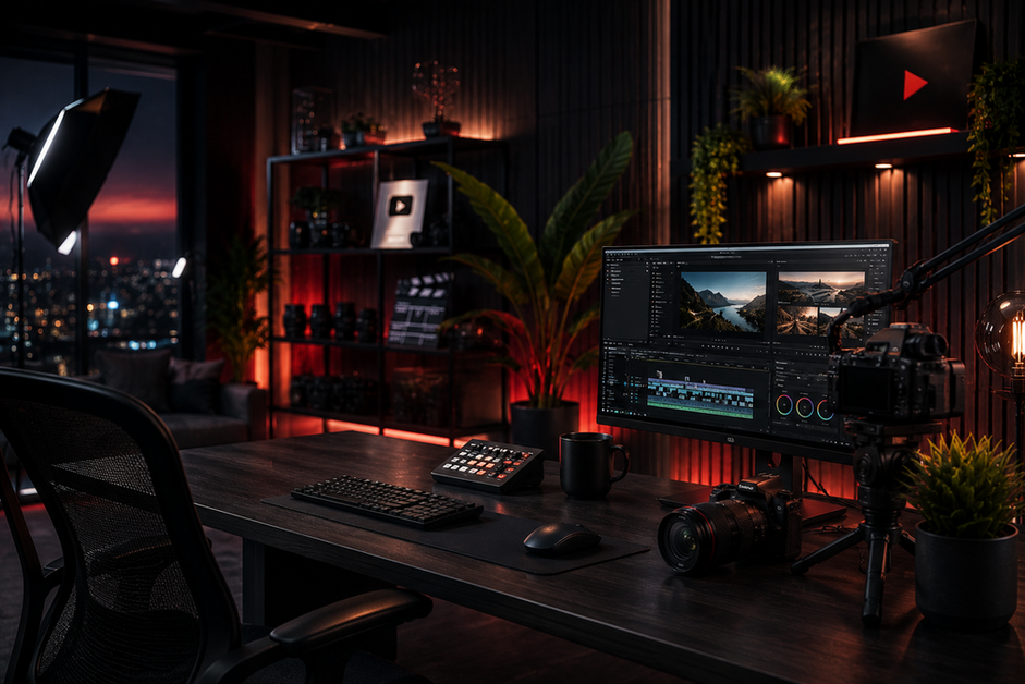 Professional video production workspace